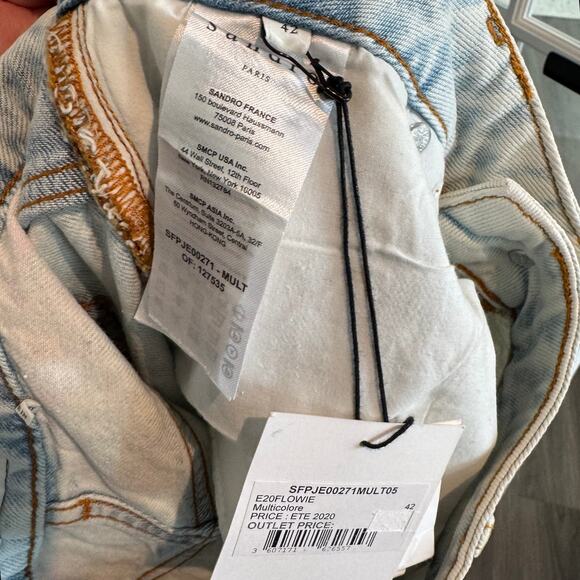 Sandro Flowie Floral Jeans NEW Floral Multicolor Pastel High Rise Denim NWT 10 - Picture 7 of 7